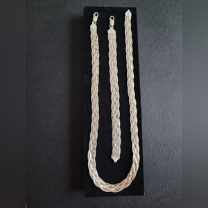 Silver Necklace and Bracelet set, with Earrings